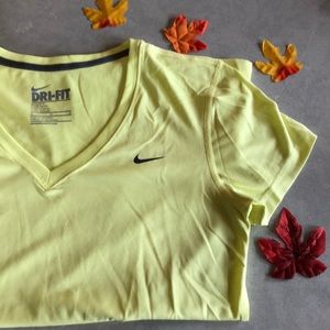 Light highlighter yellow V neck Nike T-shirt